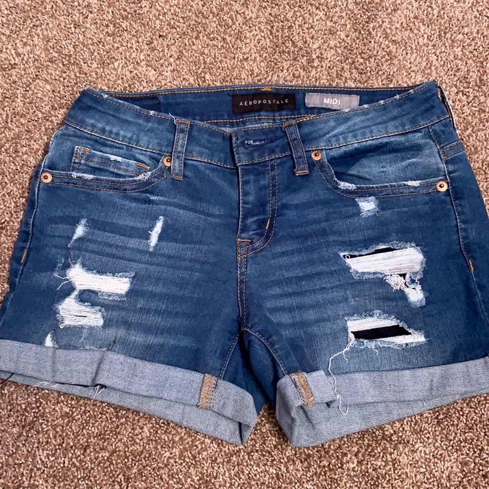 very comfy, light ripped jean shorts